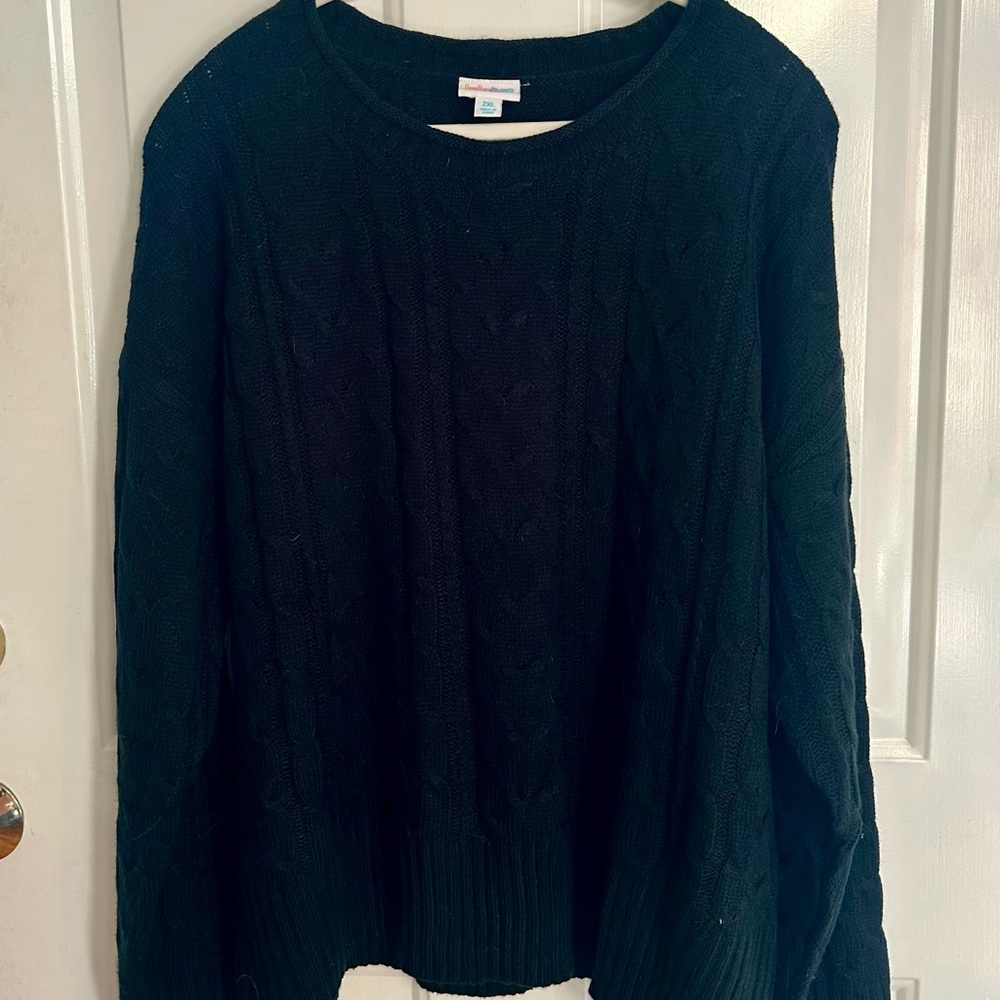 LuLaRoe Black Cable Knit Crewneck Sweater